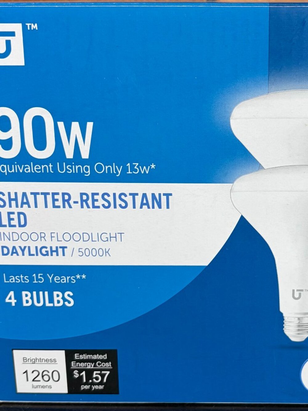 Utilitech BR40 LED Floodlight 90W Equivalent Indoor Dimmable 13W 4 Pack NEW